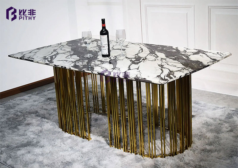 不锈钢岩板餐桌